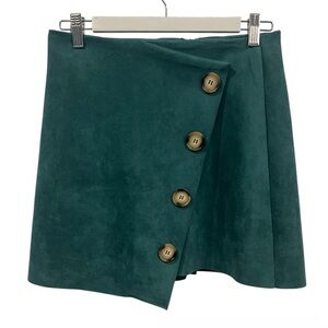 DO+BE Teal Faux Suede Button-Front Mini Skirt size M